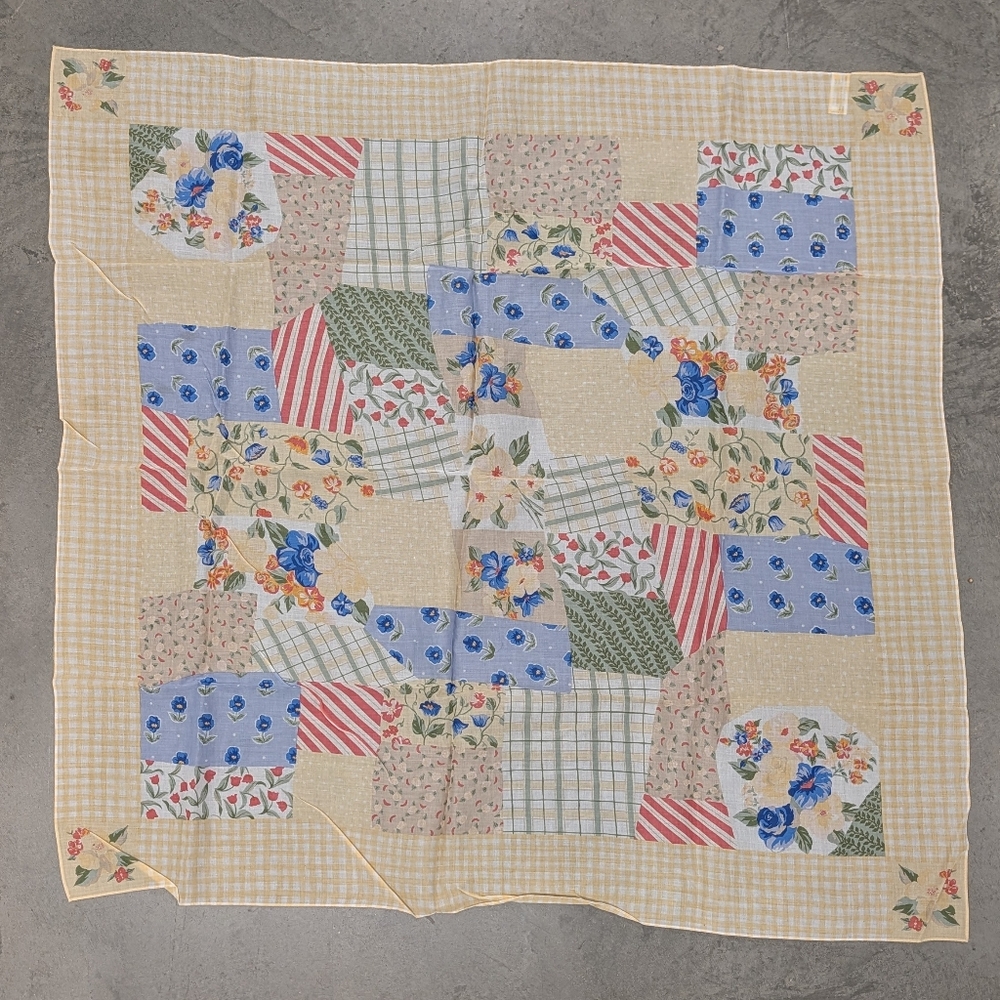 new vintage TALBOTS large patchwork square scarf - image 1